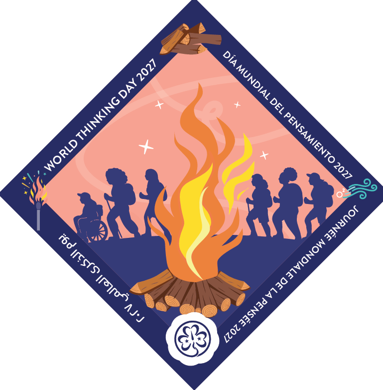 WTD 2027 Badge. This features a campfire with a group of people standing around it