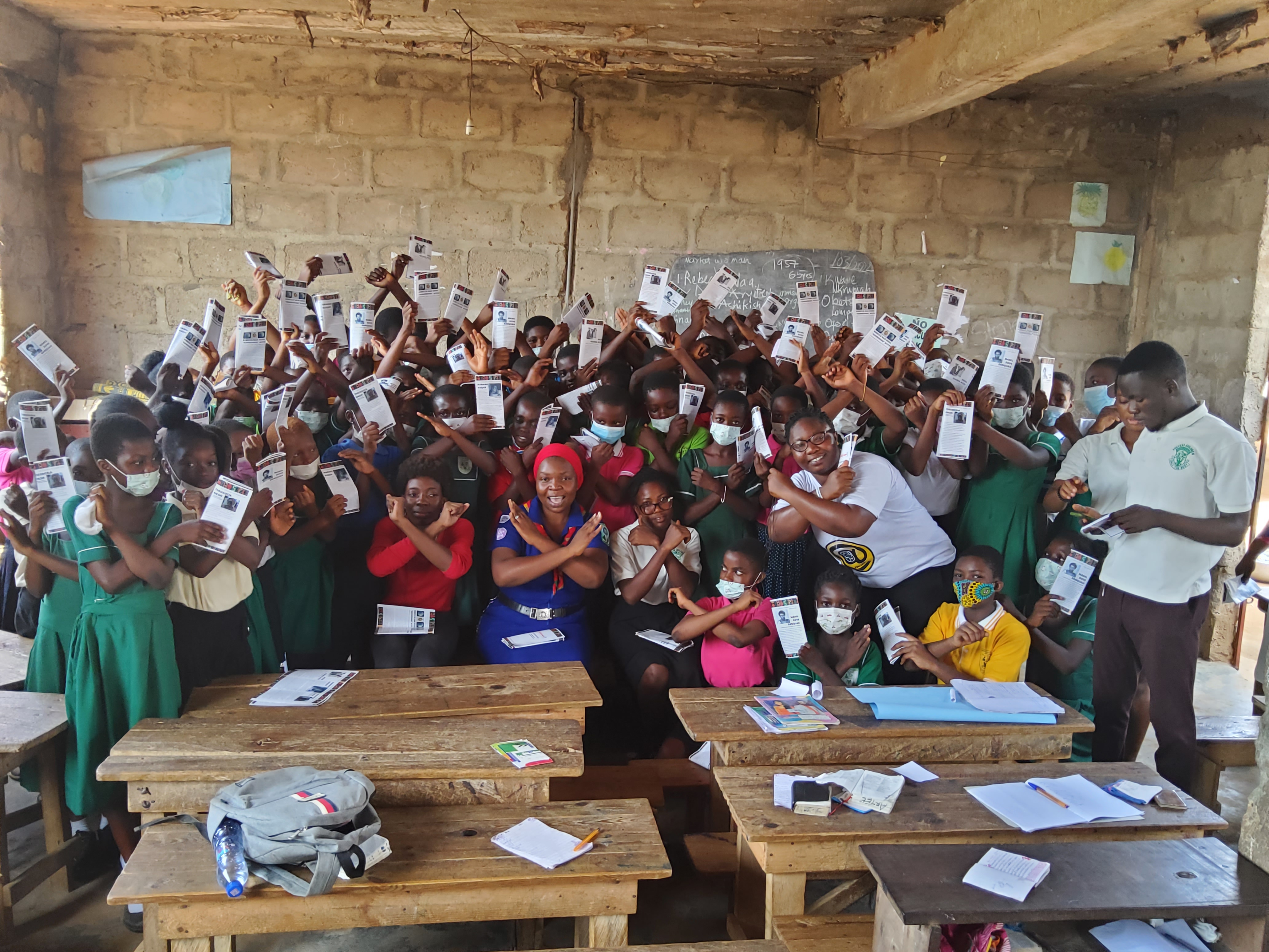 Girl Guides of Ghana at a school