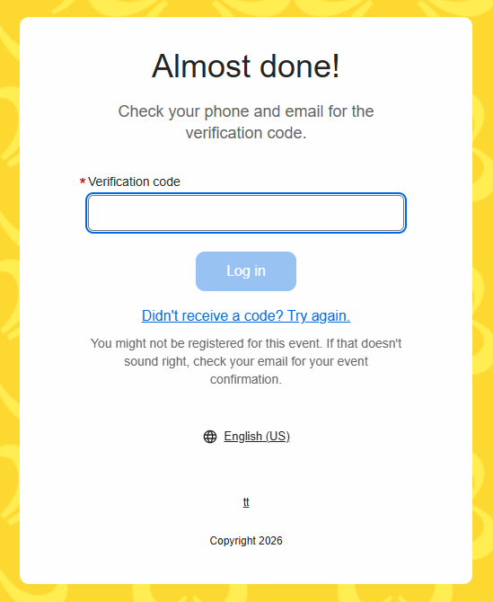 Attendee hub - verification screen