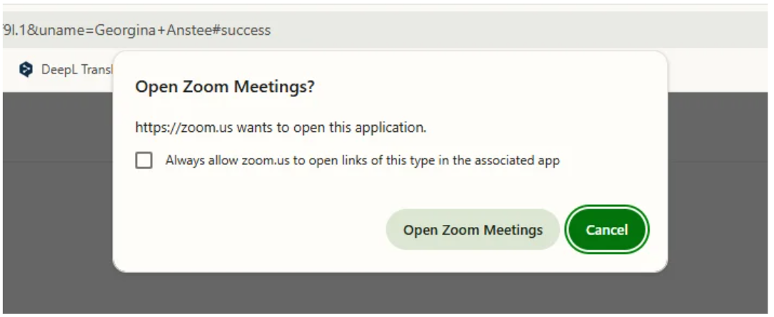 Joining Zoom session screenshot