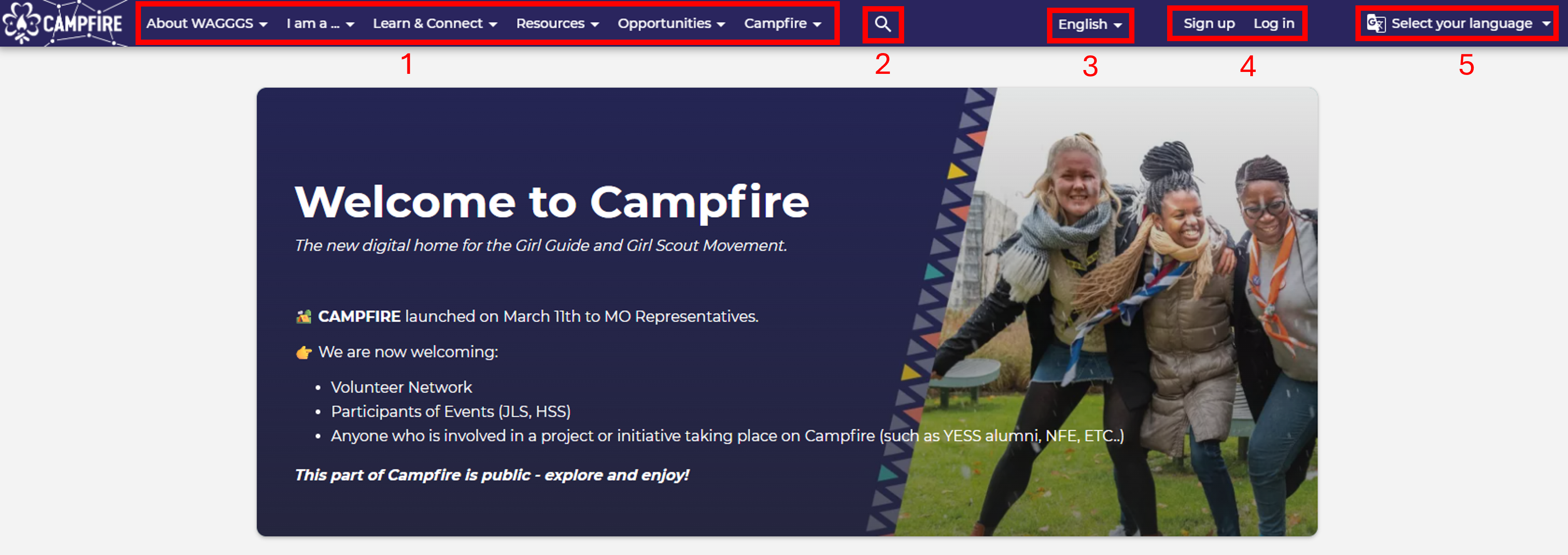 Image of the Campfire main menu