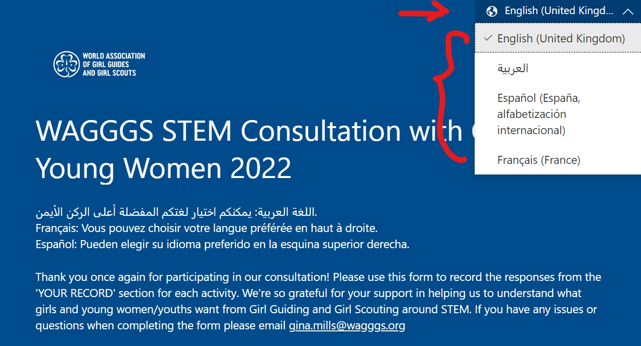 STEM Consultation for Girls and Young Women - Online form sample