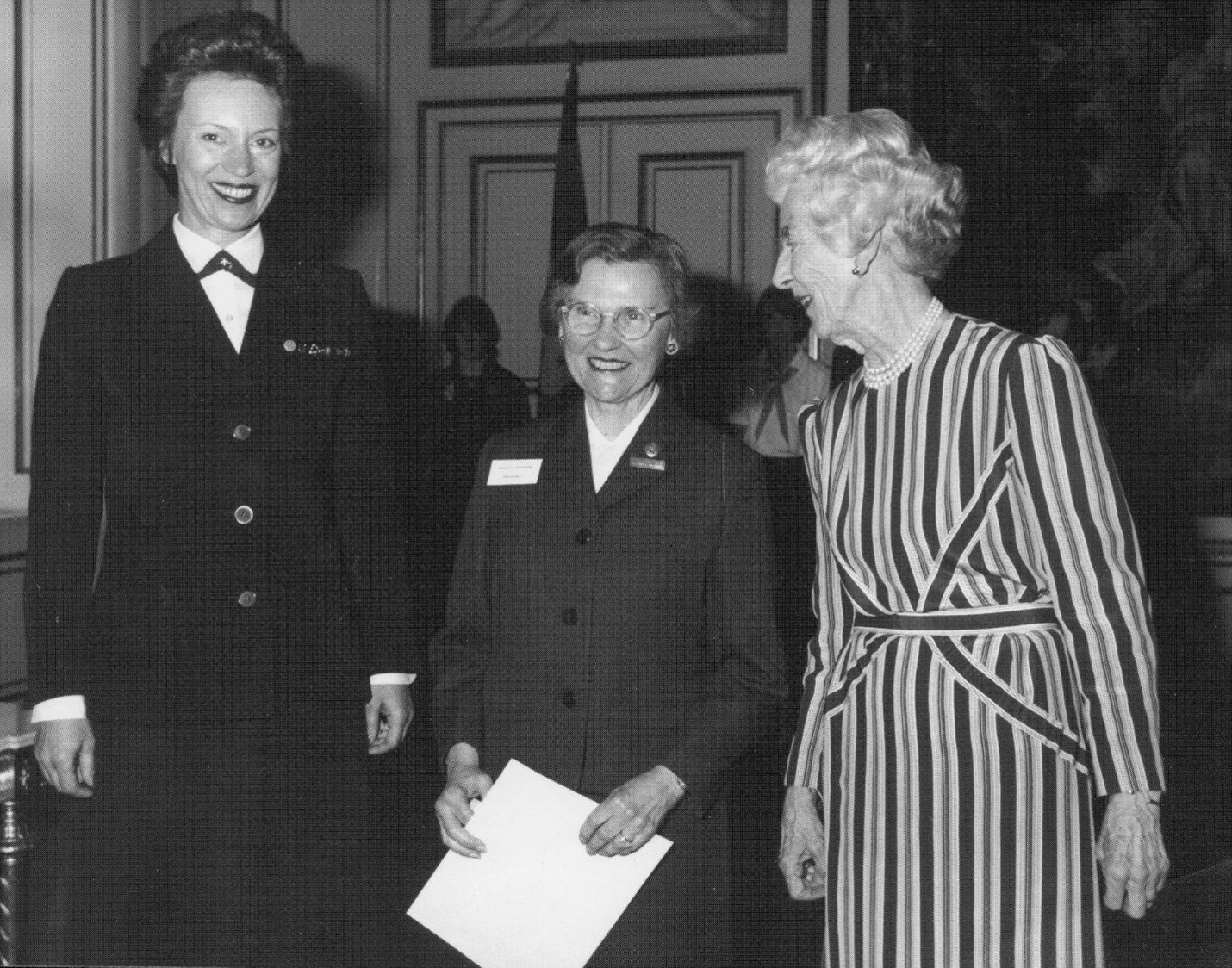 HRH Princess Benedikte (L), OB-PS’s First President, Bonnie-Jean Fetridge (C) and Queen Ingrid (R) at the first OB-PS Presentation Ceremony.