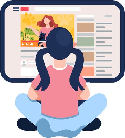 A girl watching YouTube video