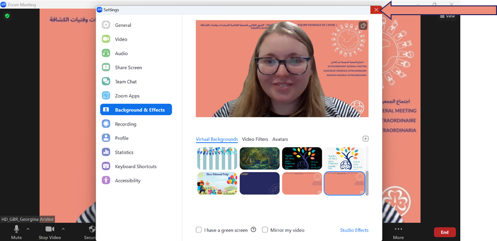 How to exit the add image panel on Zoom